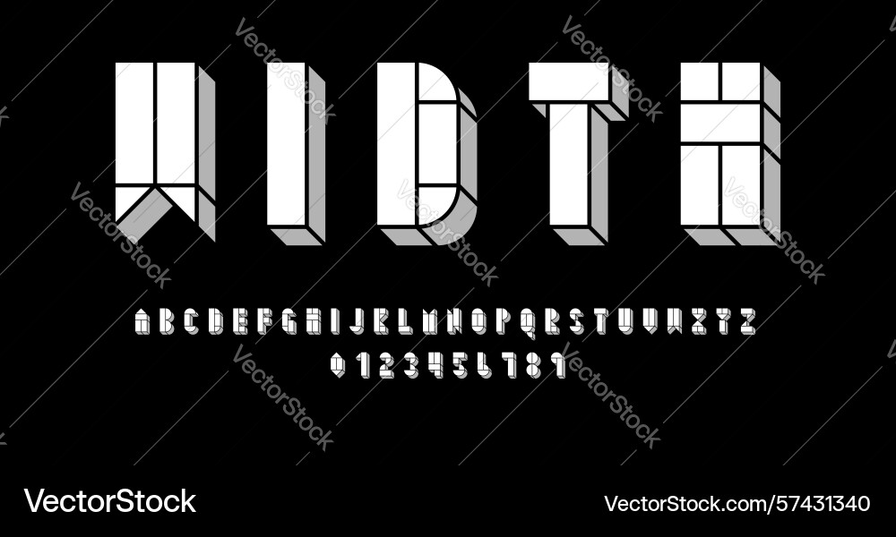 Set of alphabets font letters and numbers vector image