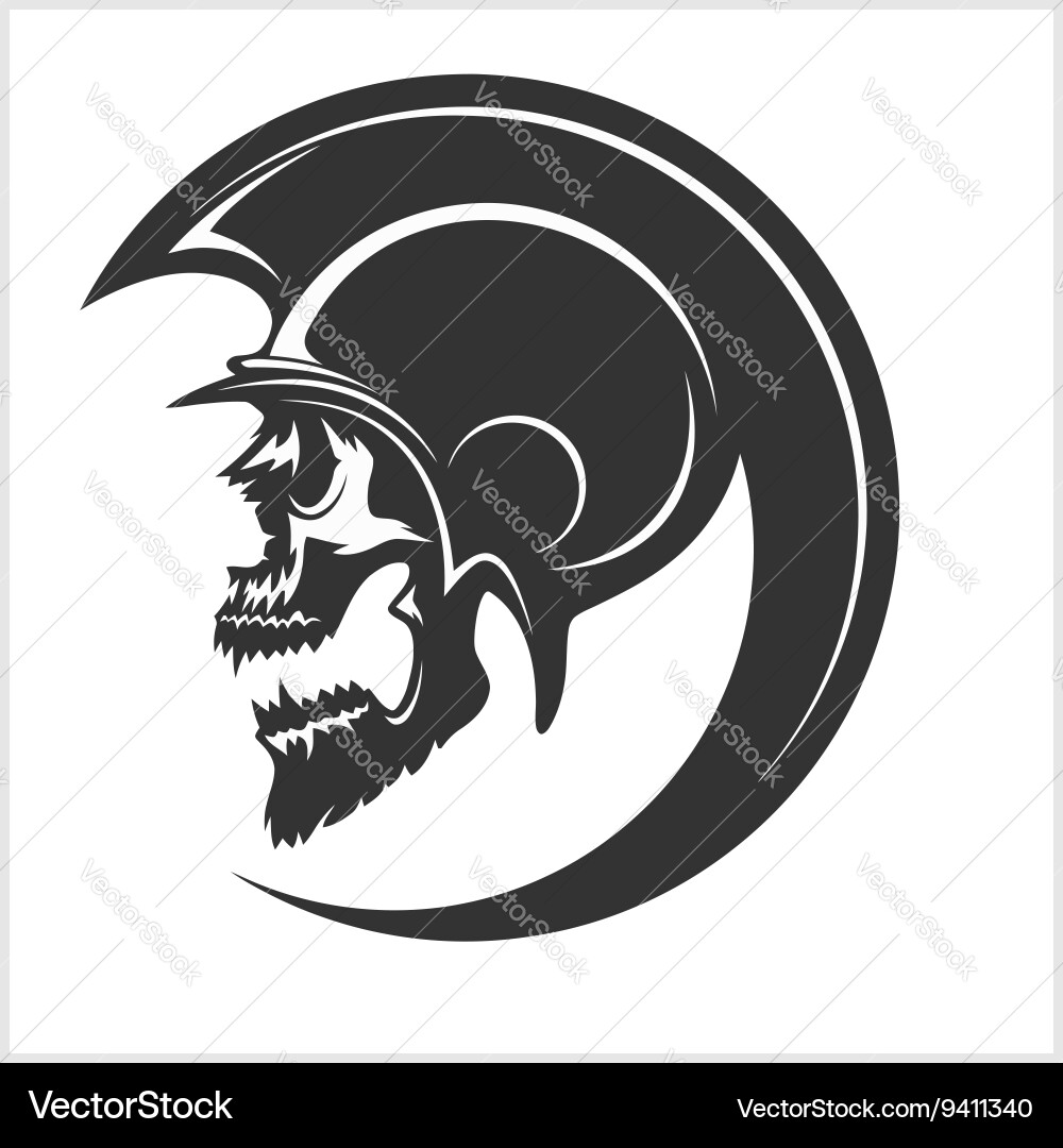 Spartan Helmet & Skull Silhouette Vector Image