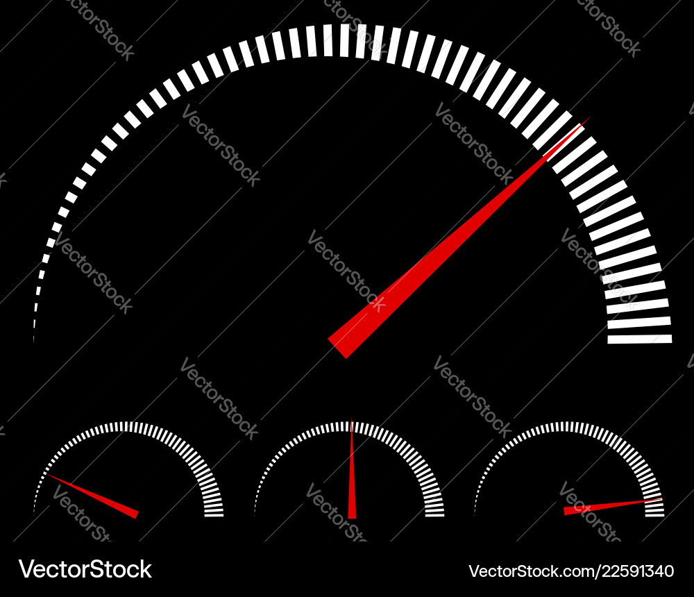 Speedometer or generic meters gauges with red Speedometer or generic meters gauges with red vector image
