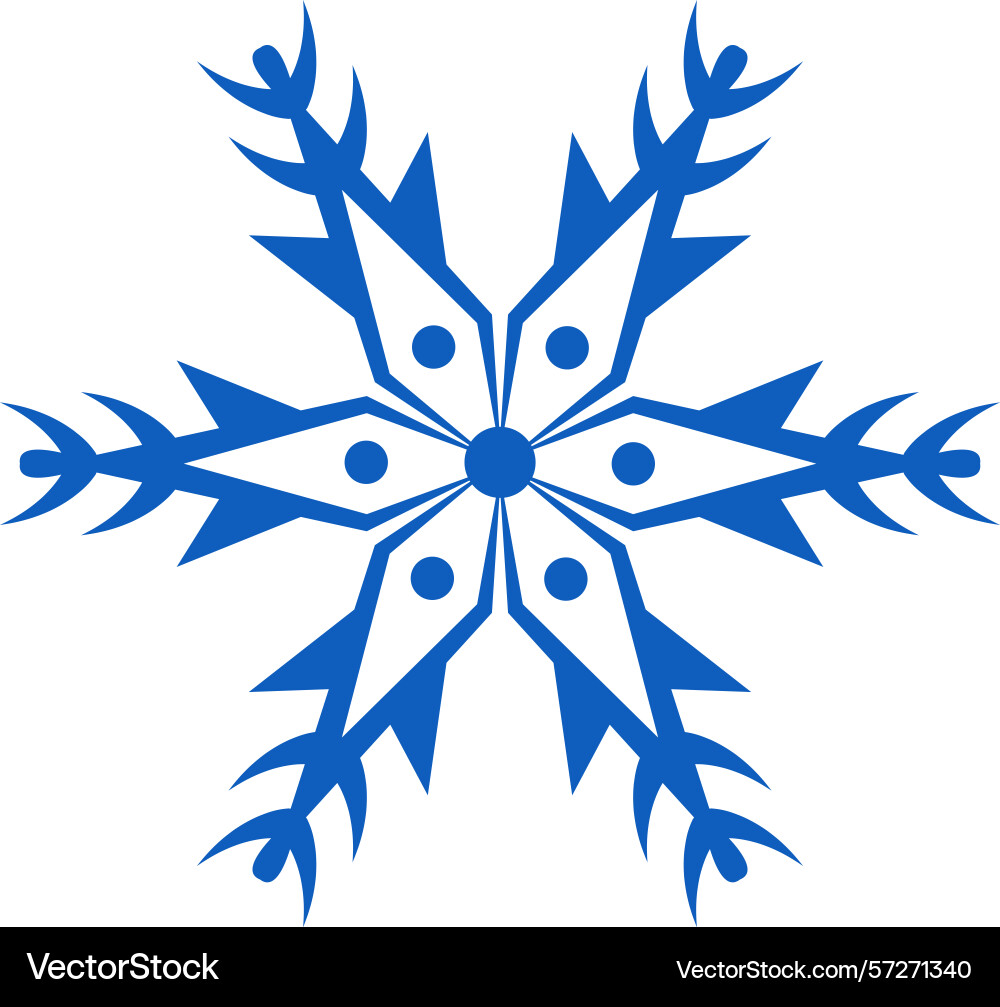 Stylized blue snowflake with sharp arms and dots Stylized blue snowflake with sharp arms and dots vector image