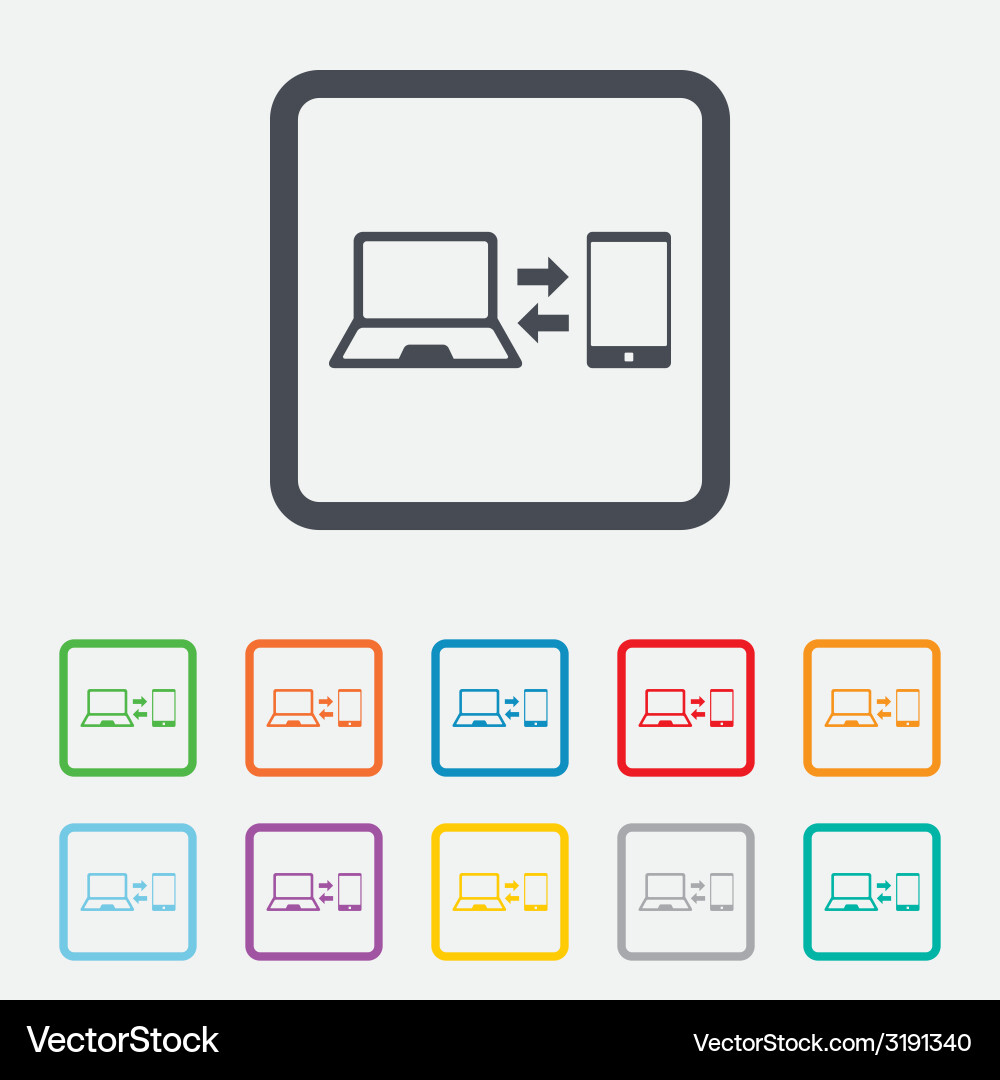 Synchronization icon notebook with smartphone Vector Image