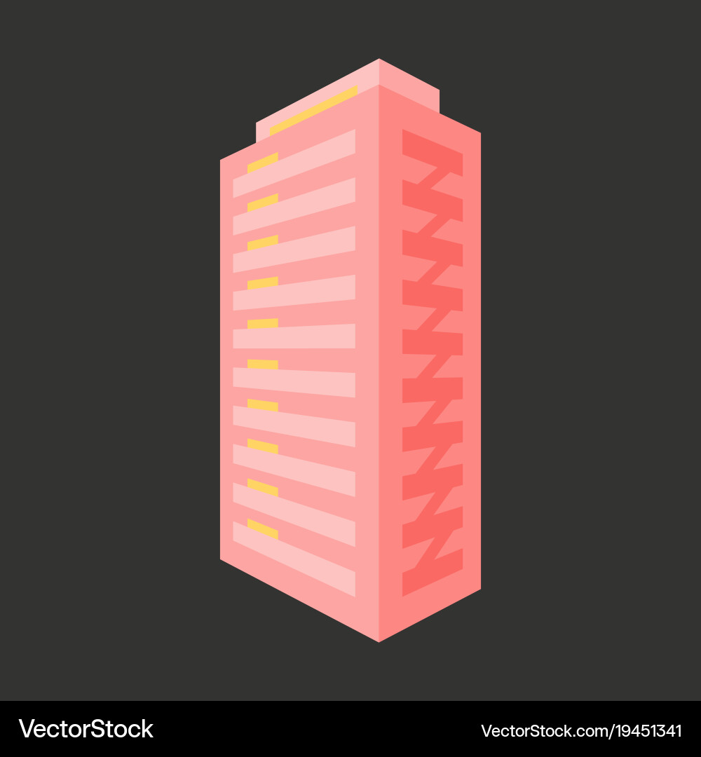 A modern multi-storey building with complex vector image