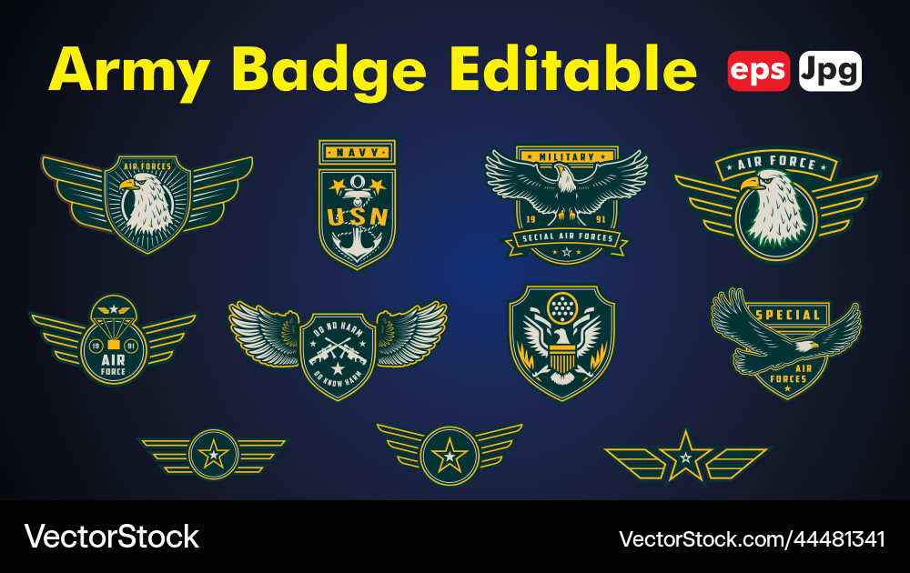 Army badge editable eps file vector image