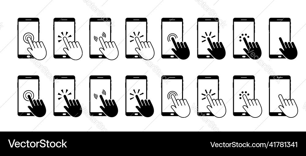 Click cursor on smartphone phone with touch pad vector image