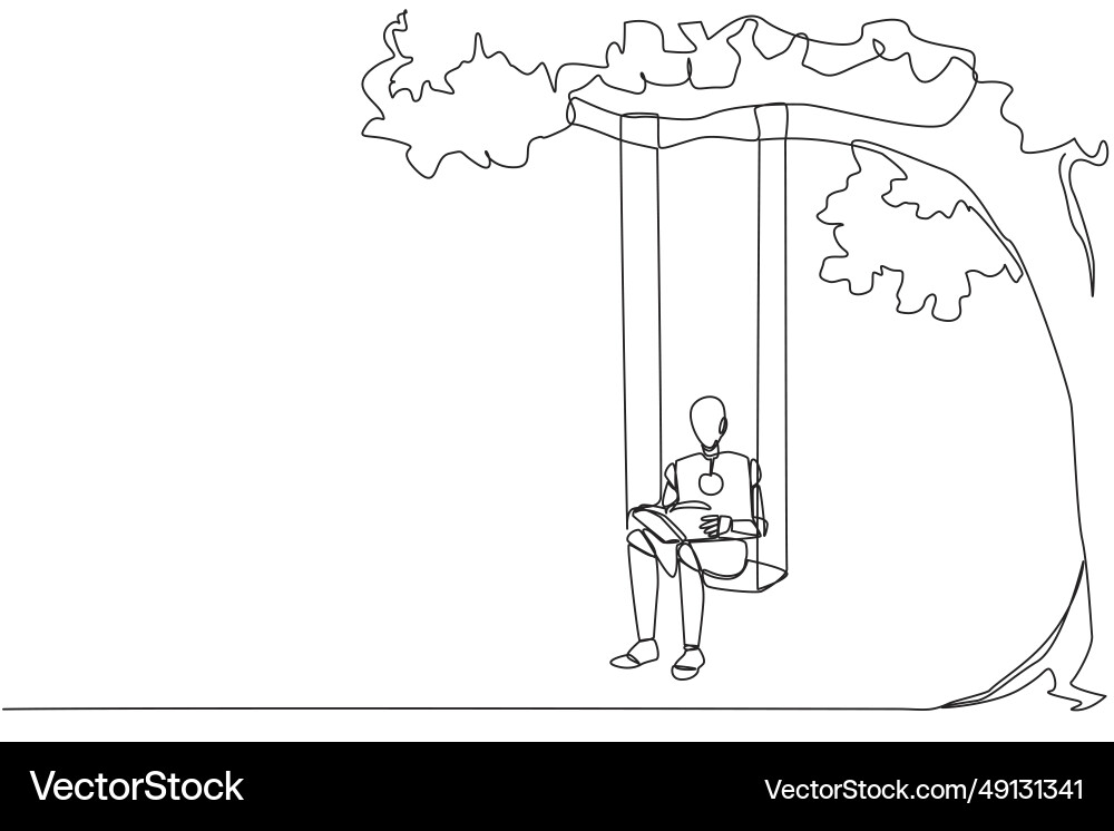 Continuous one line drawing robot sitting Continuous one line drawing robot sitting vector image