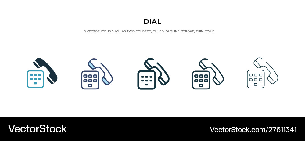 Dial icon in different style two colored Vector Image