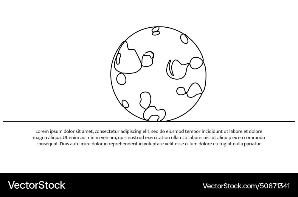 One continuous line of exploration planet moon One continuous line of exploration planet moon vector image