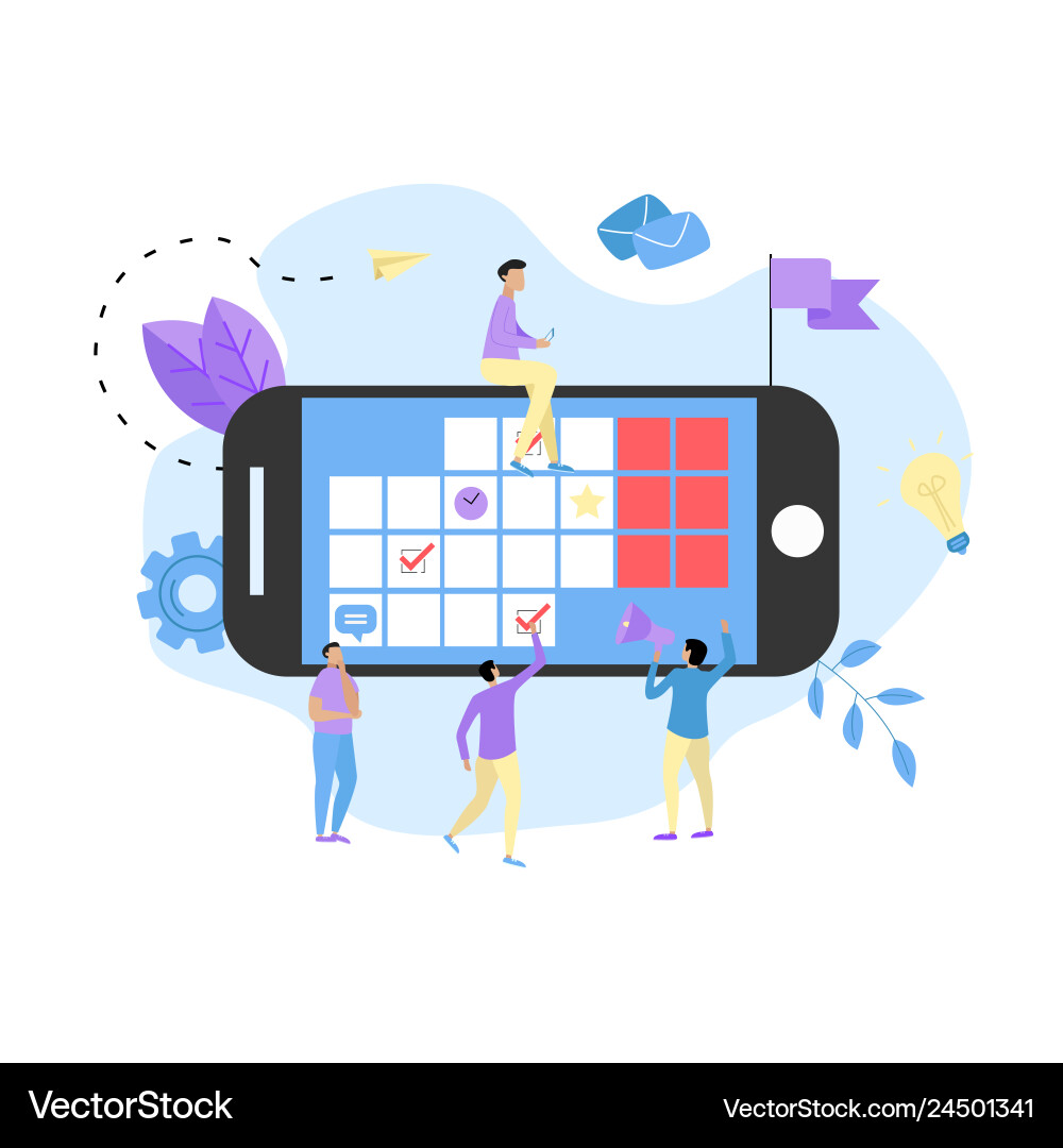 Online calendar with marks tasks and notes Online calendar with marks tasks and notes vector image