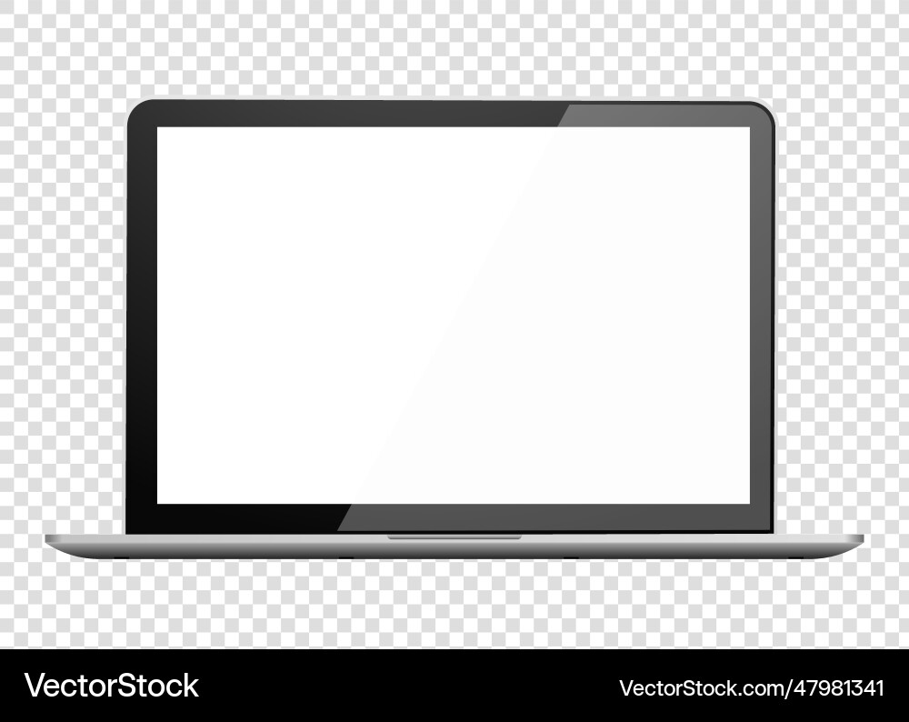 Realistic laptop front view notebook empty screen Realistic laptop front view notebook empty screen vector image