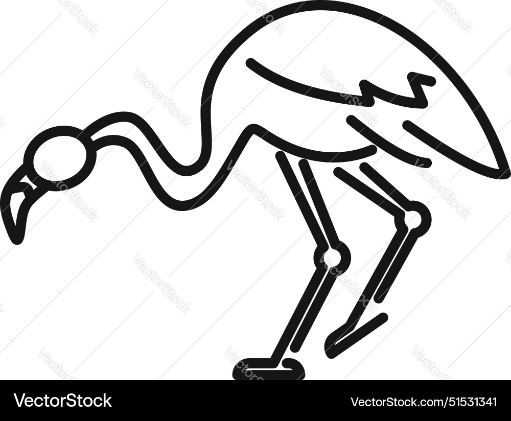 Simple line drawing of a flamingo searching Vector Image