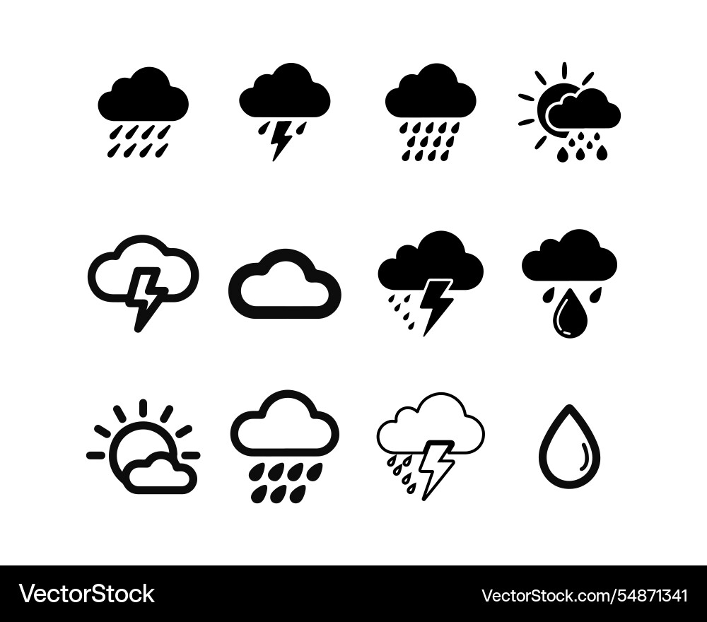 Simple weather icons set for various applications Simple weather icons set for various applications Vector Image