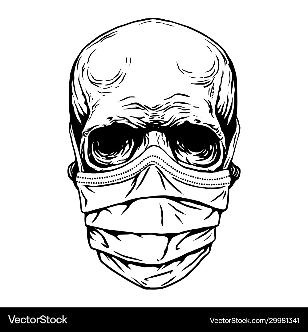 Skull with Medical Mask Vector Image