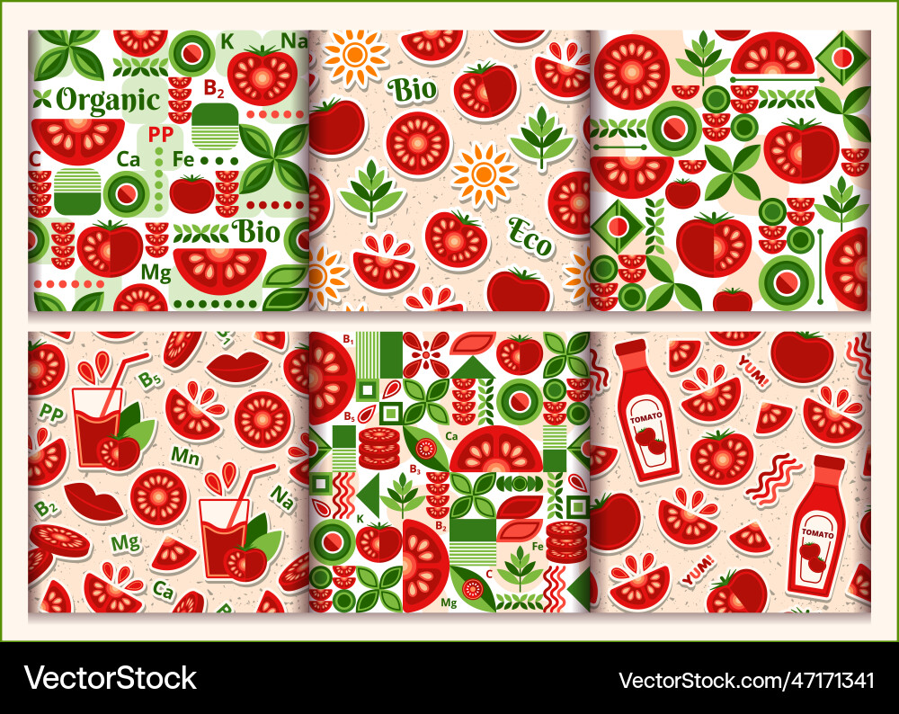 Tomato patterns in simple geometric style Tomato patterns in simple geometric style vector image