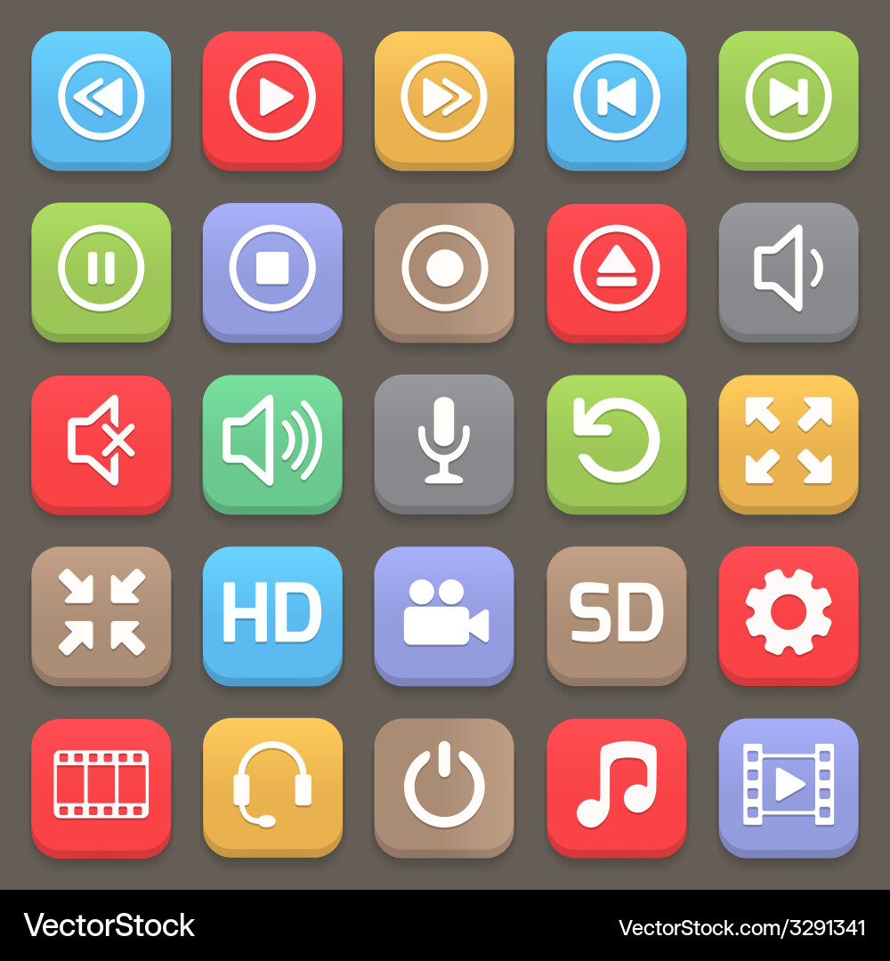 Video Playback Icons vector image