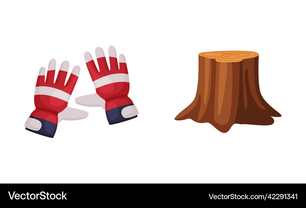 Woodworker and lumberjack objects set stump Woodworker and lumberjack objects set stump vector image