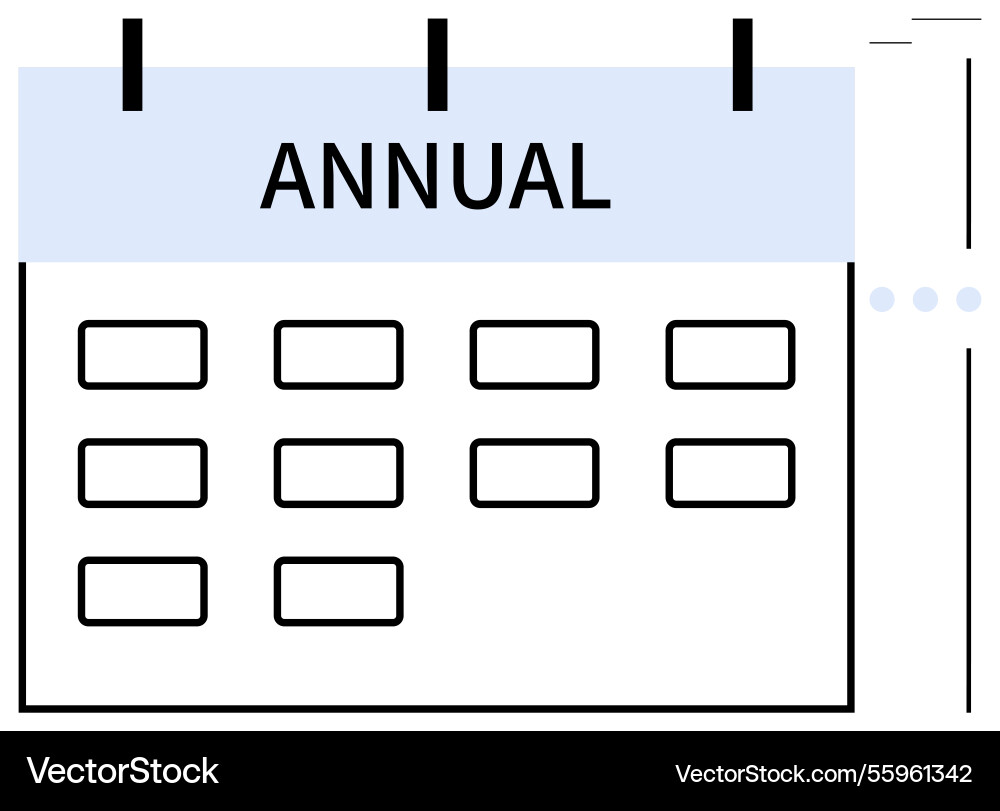 Annual calendar layout with highlighted header Annual calendar layout with highlighted header vector image