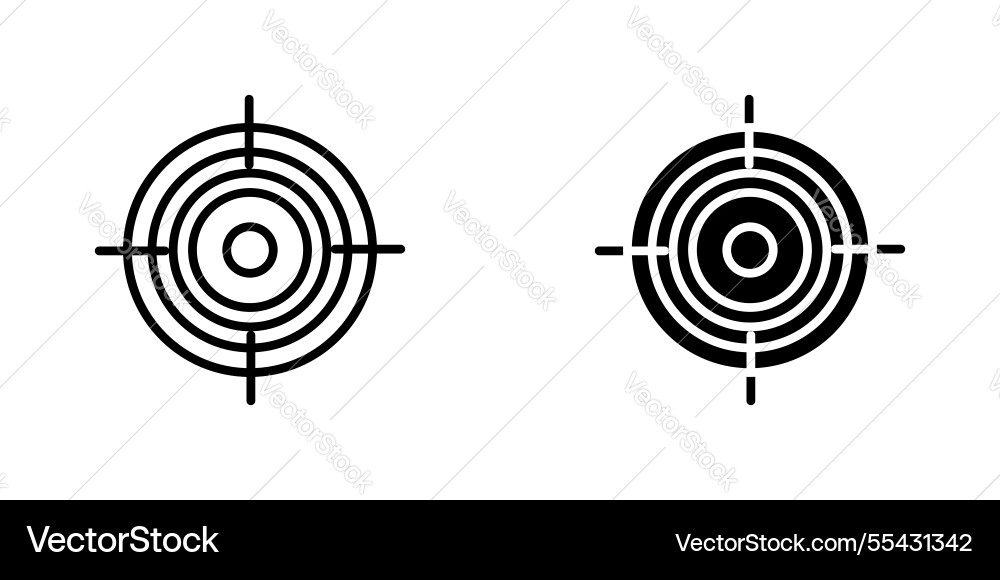 Bullseye pointer icons set in filled and strokes Vector Image