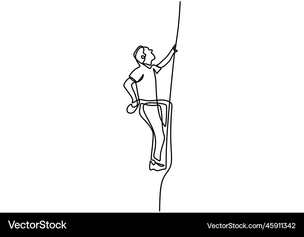 Continuous one line drawing of man doing climbing Continuous one line drawing of man doing climbing vector image