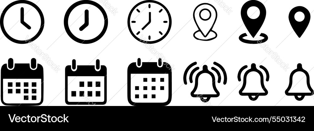Date time address icon set event icons vector image