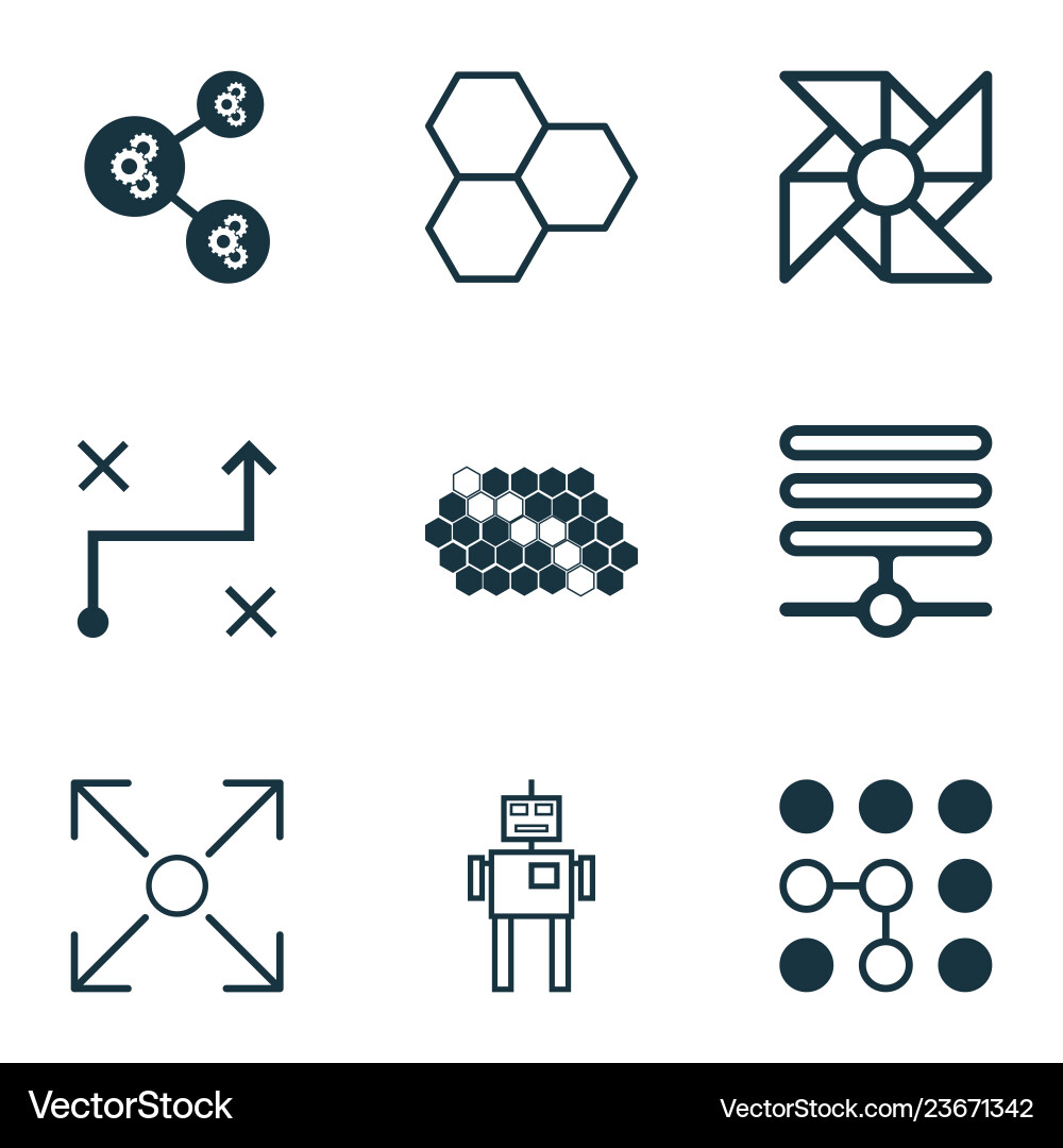Learning icons set with computer cooler algorithm Learning icons set with computer cooler algorithm vector image