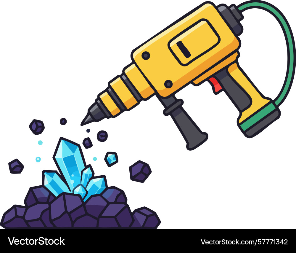 Mining drill extracting gems from rocks in dynamic Mining drill extracting gems from rocks in dynamic Vector Image