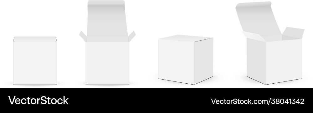 Paper square boxes mockups opened and closed Vector Image