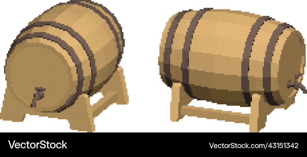 Pixelated wooden barrel with tap pixel art 3d Pixelated wooden barrel with tap pixel art 3d vector image