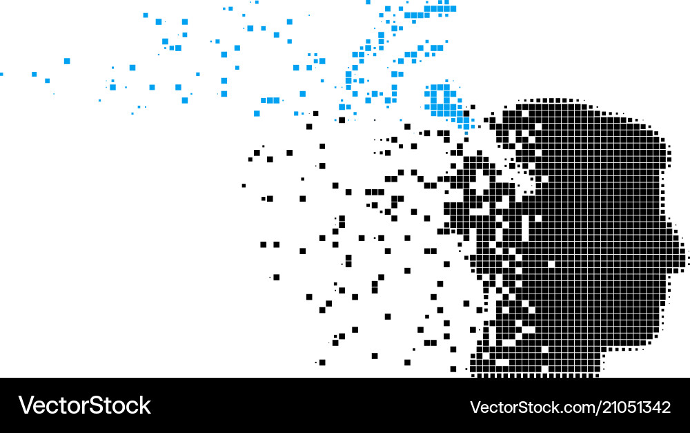 Radio neural interface broken pixel icon Radio neural interface broken pixel icon vector image