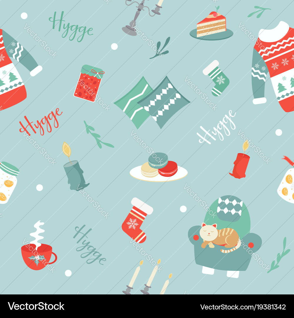 Scandinavian pattern with different elements Vector Image