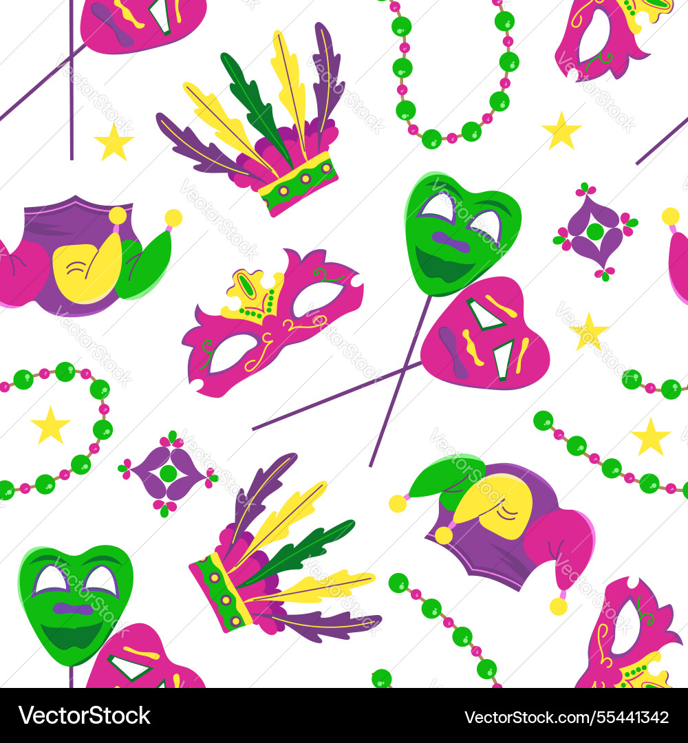 Seamless pattern with elements for mardi Vector Image