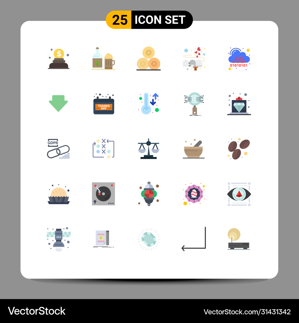 Set 25 flat colors on grid for code binary vector image