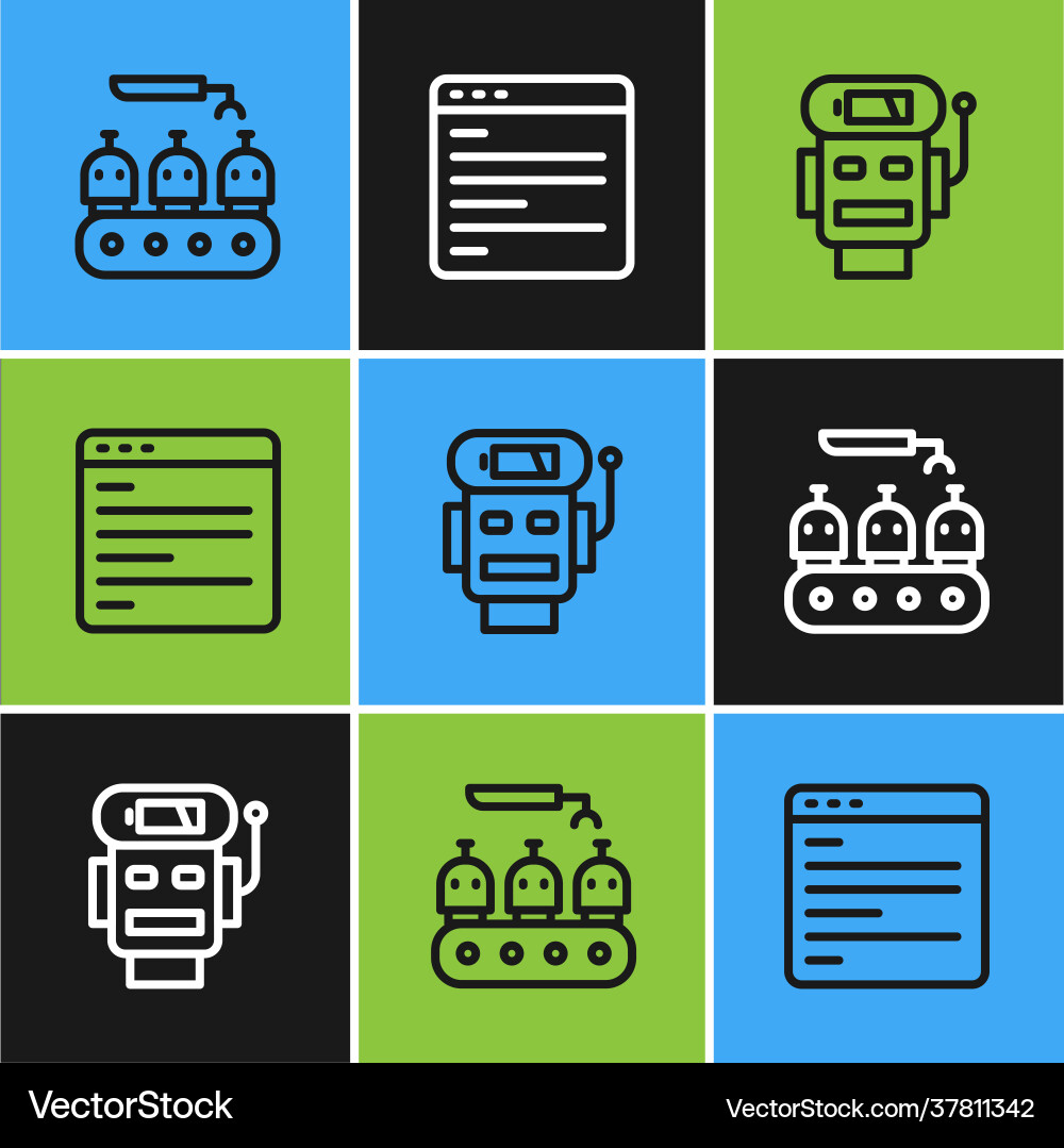 Set line industrial production robots robot Set line industrial production robots robot vector image