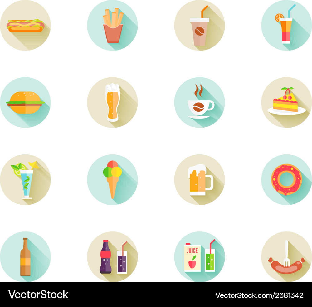 Set of fast food icons on web buttons vector image