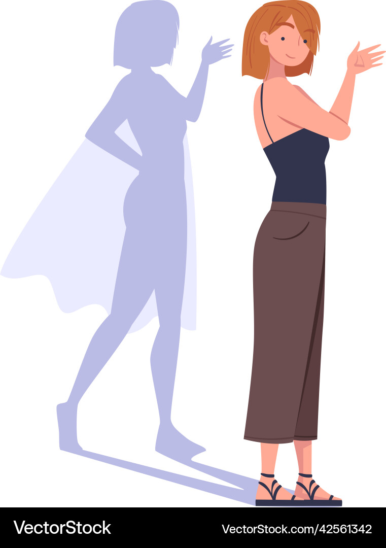 Shadow of woman superhero character standing Shadow of woman superhero character standing vector image