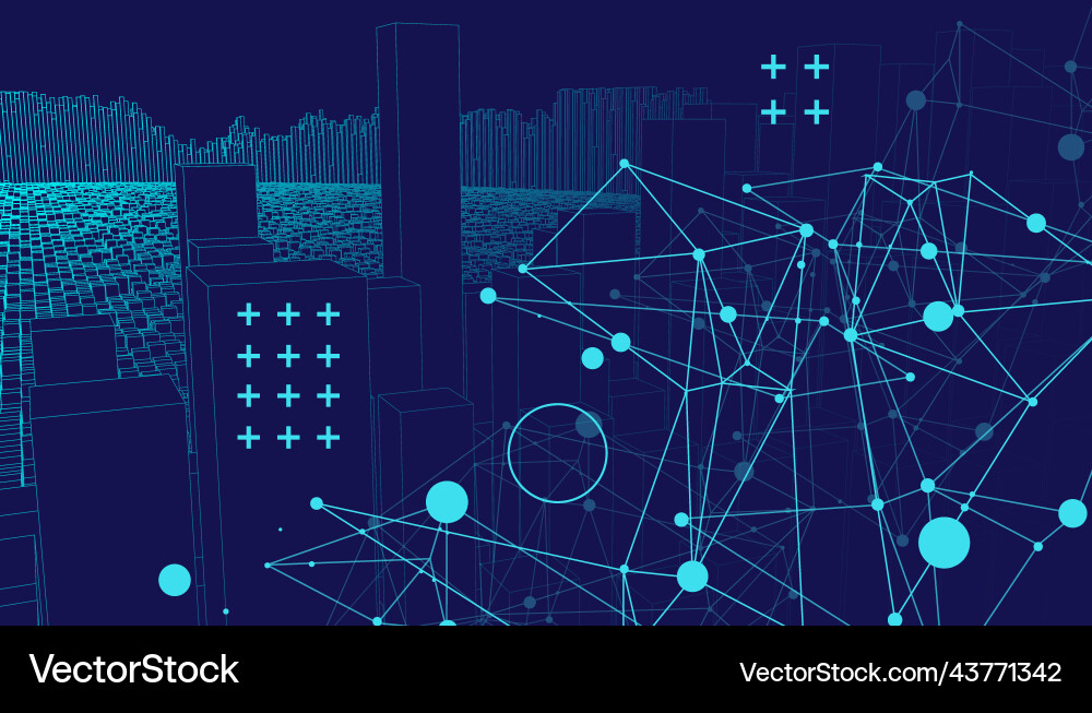 Square pattern wireframe background futuristic vector image