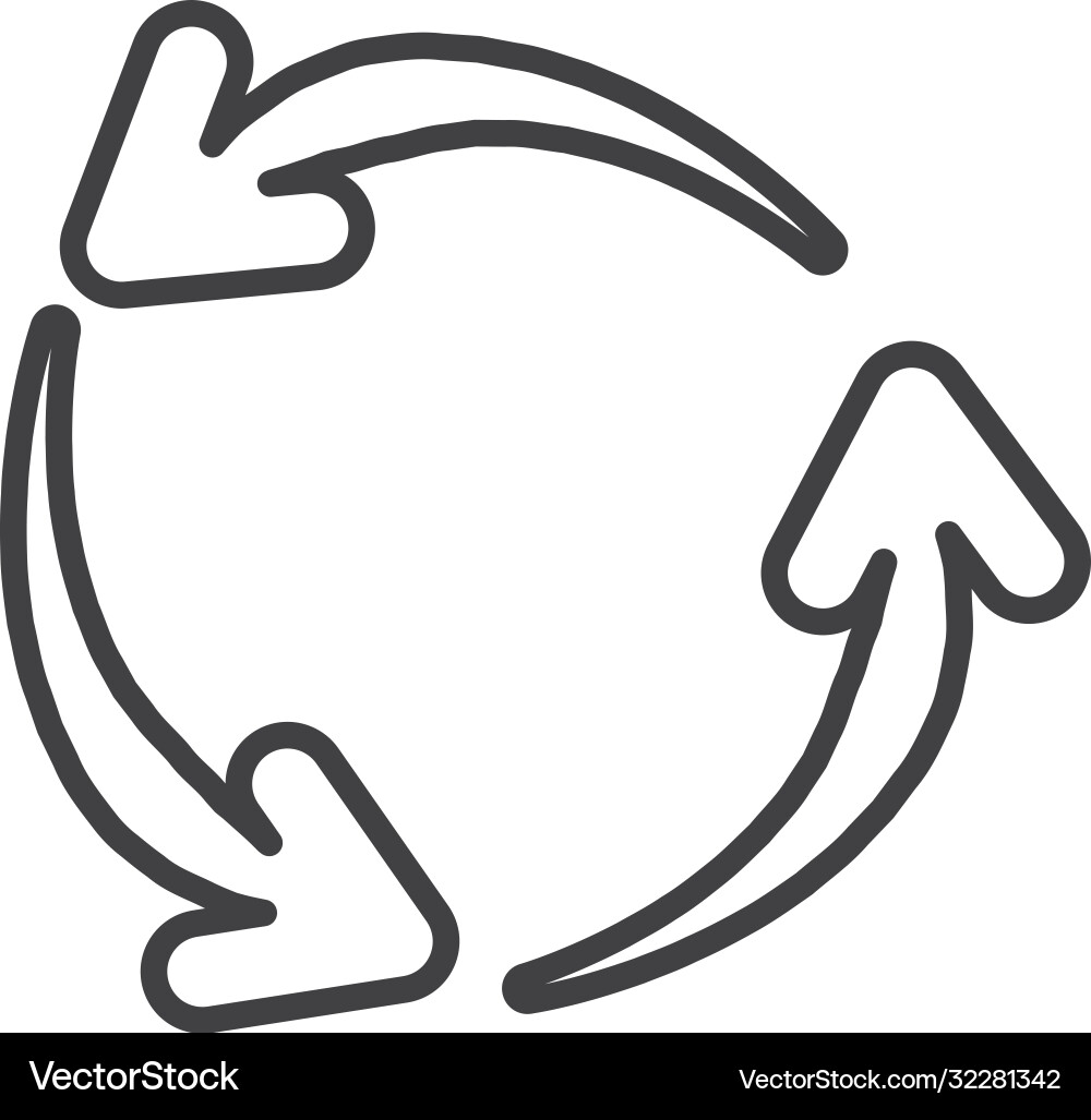 Three arrows in circle shape line style vector image