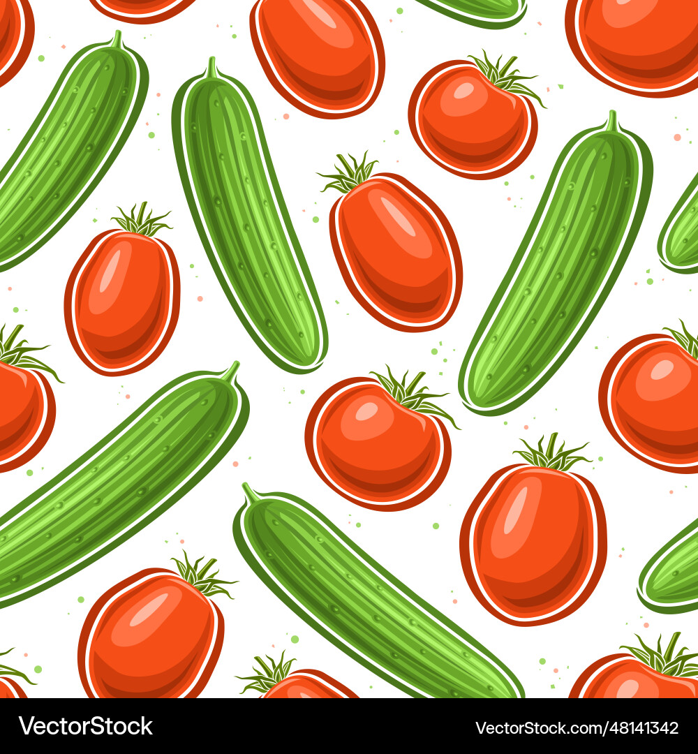 Tomato and cucumber seamless pattern Tomato and cucumber seamless pattern vector image