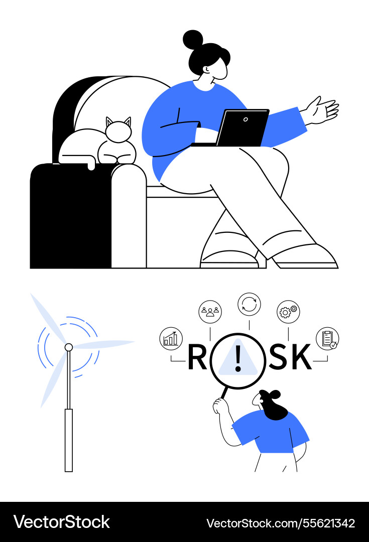 Woman discussing risk analysis using laptop Vector Image