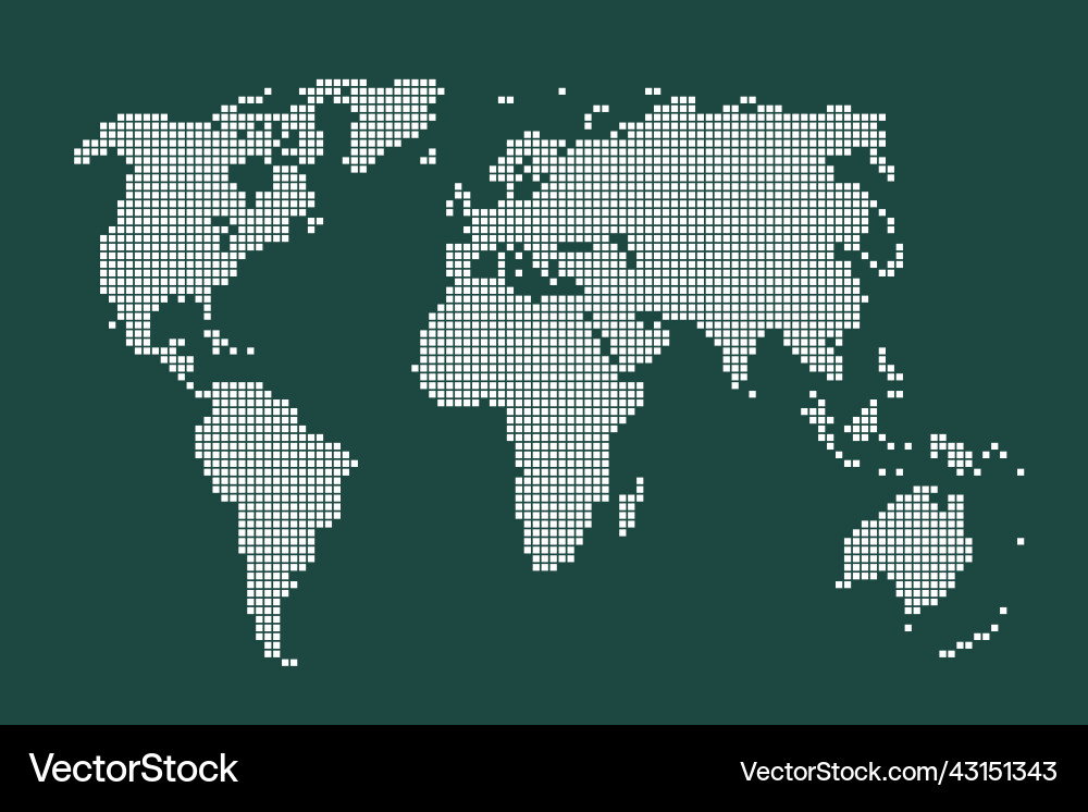 Abstract pixel world map halftone style Vector Image