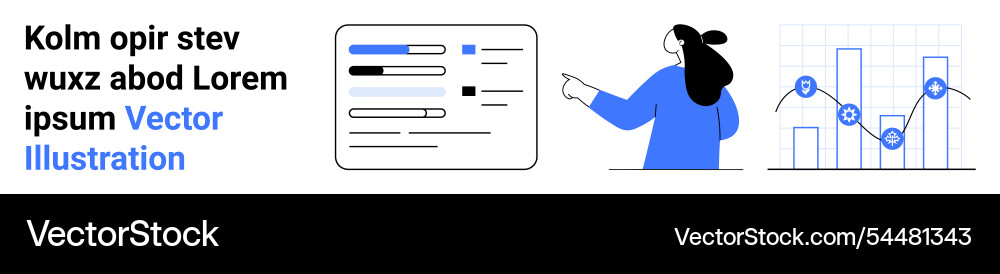 Analyzing data reports with a focus on progress Analyzing data reports with a focus on progress vector image