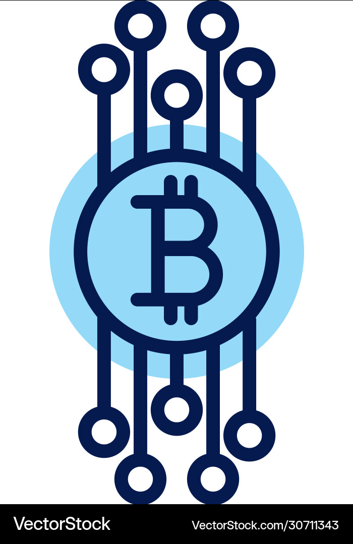 Bitcoin with circuit crypto currency line style vector image