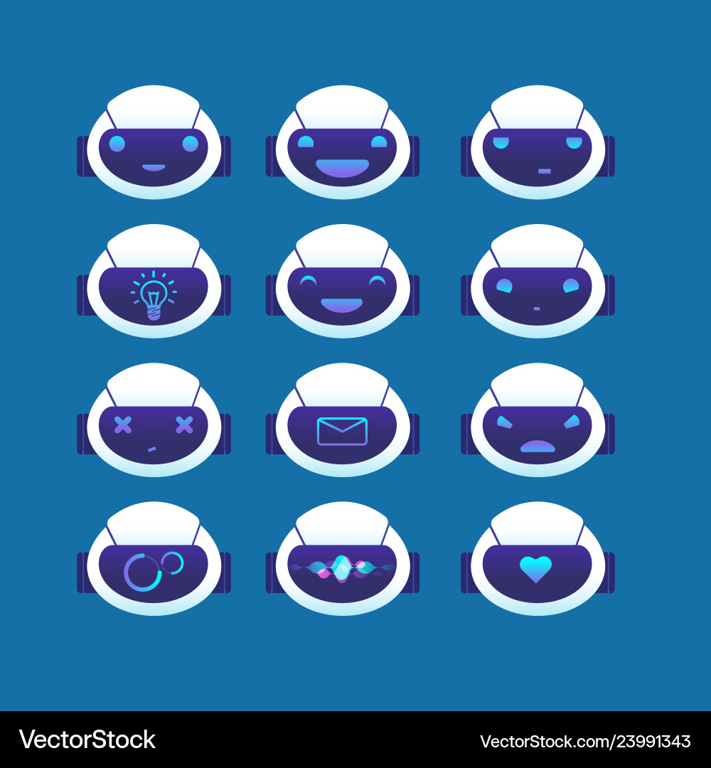 Chatbot avatar chat bot head with different Chatbot avatar chat bot head with different vector image