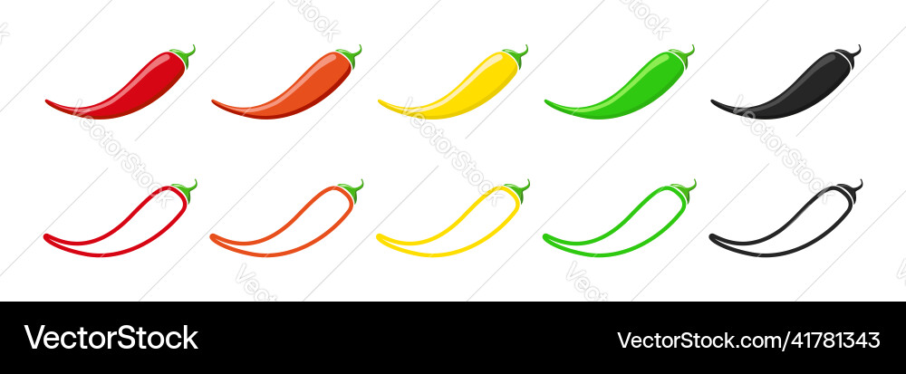 Chilli Pfeffer Meter Ikonen Umriss von würzigen Medium Chilli Pfeffer Meter Ikonen Umriss von würzigen Medium vektorbild