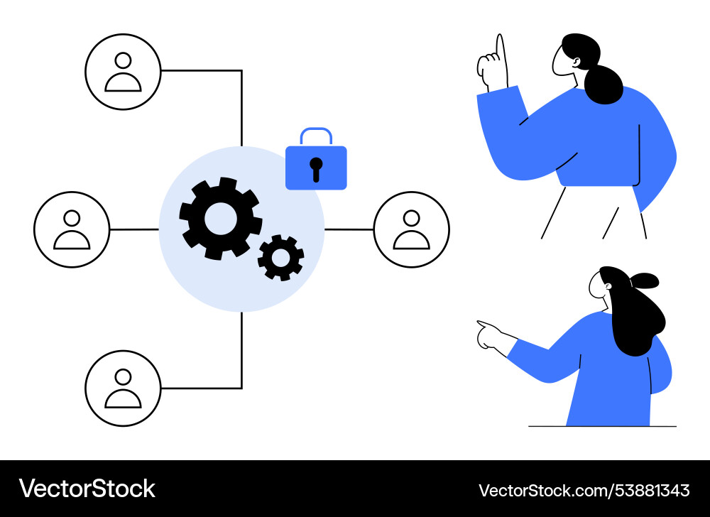 Collaborative teamwork and data security vector image