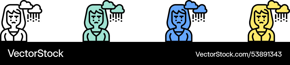 Depressive Ikone Umriss grün blau und gelb Depressive Ikone Umriss grün blau und gelb Vektorbild