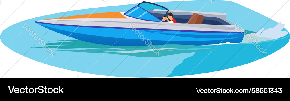 Dynamic Speedboat in Action Vector Image
