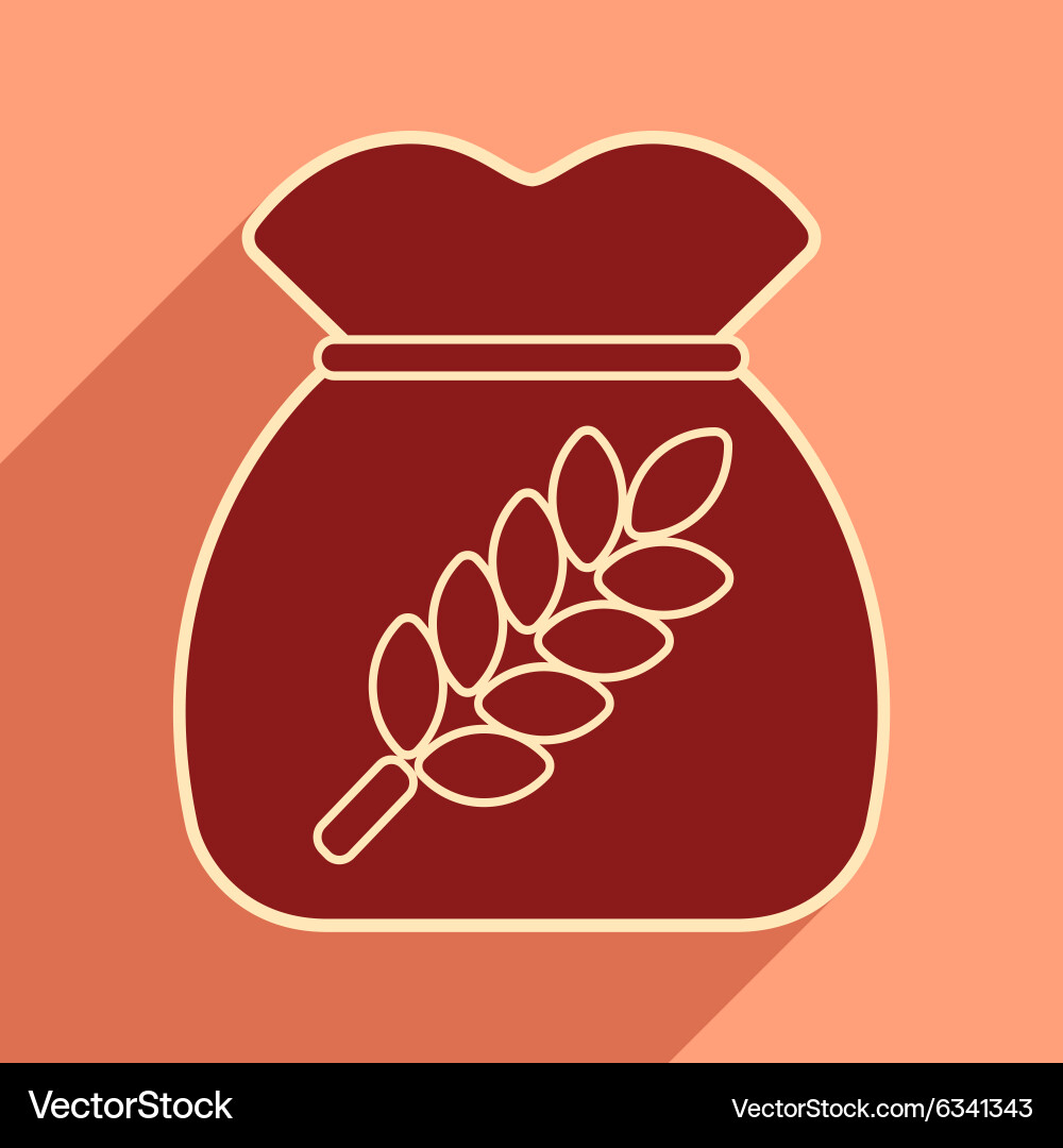 Flat with shadow icon and mobile application bag vector image