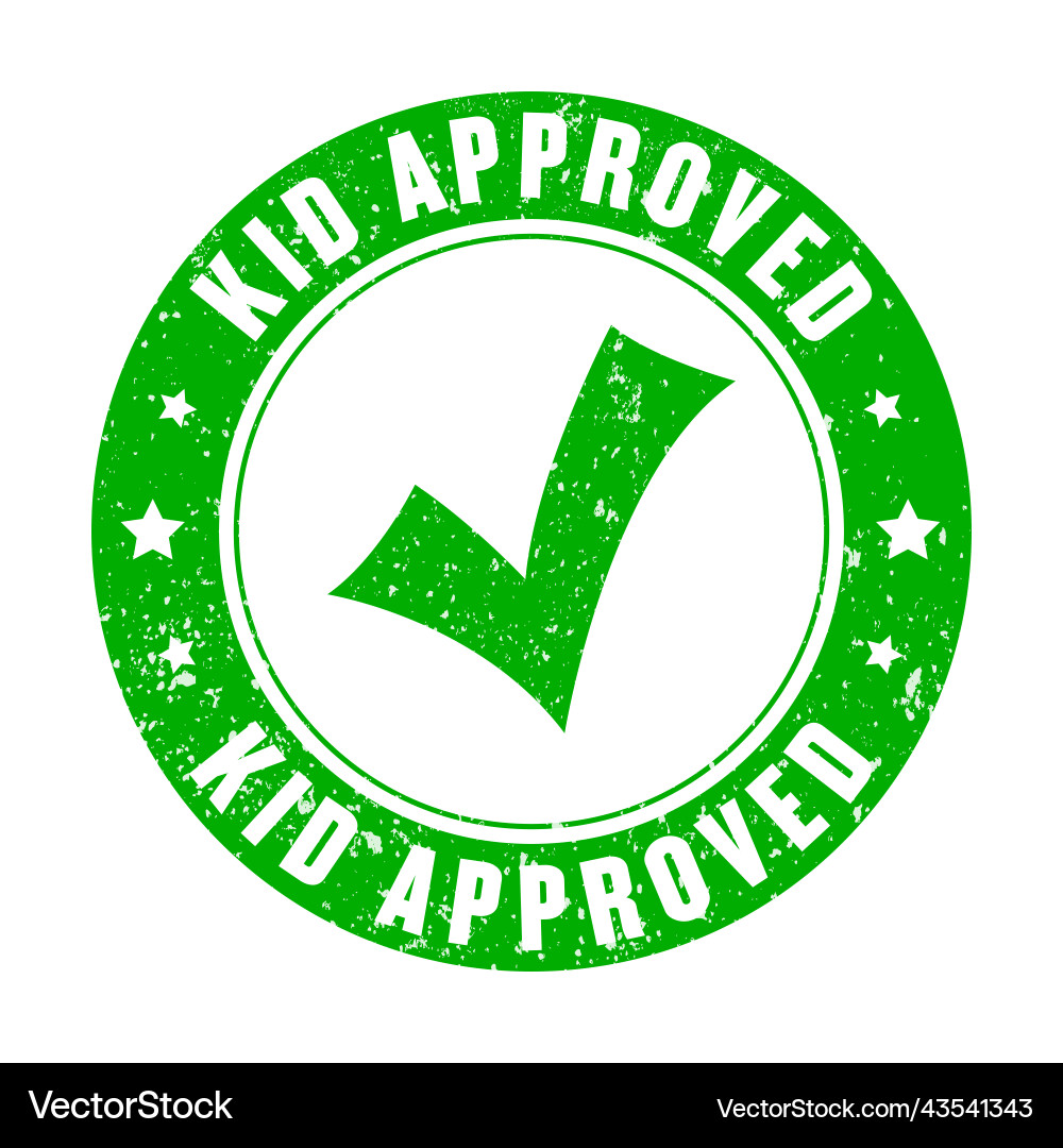Kid approved green round stamp on white background Kid approved green round stamp on white background vector image