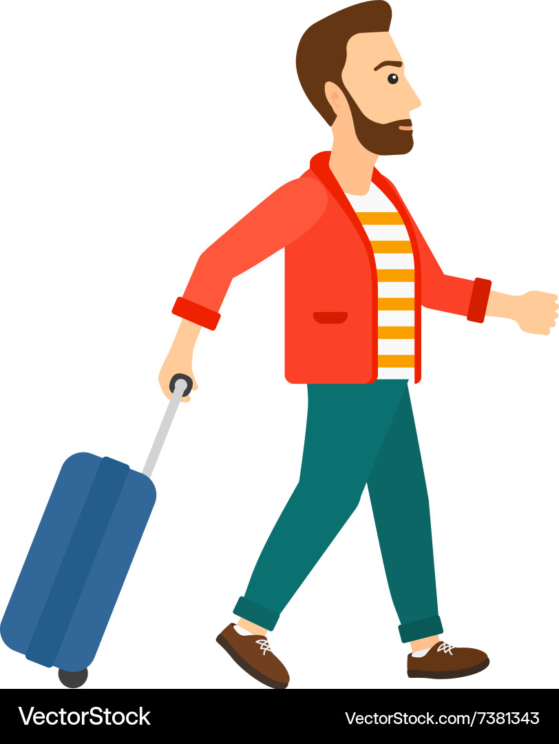 Man walking with suitcase Vector Image