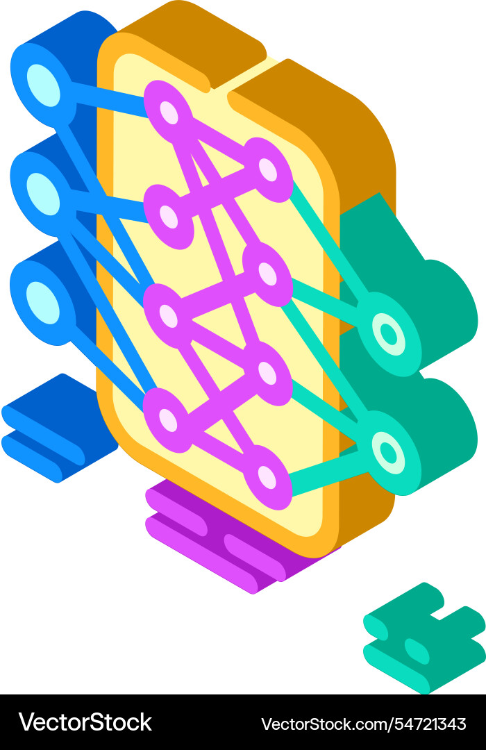 Neural network diagram machine learning isometric vector image